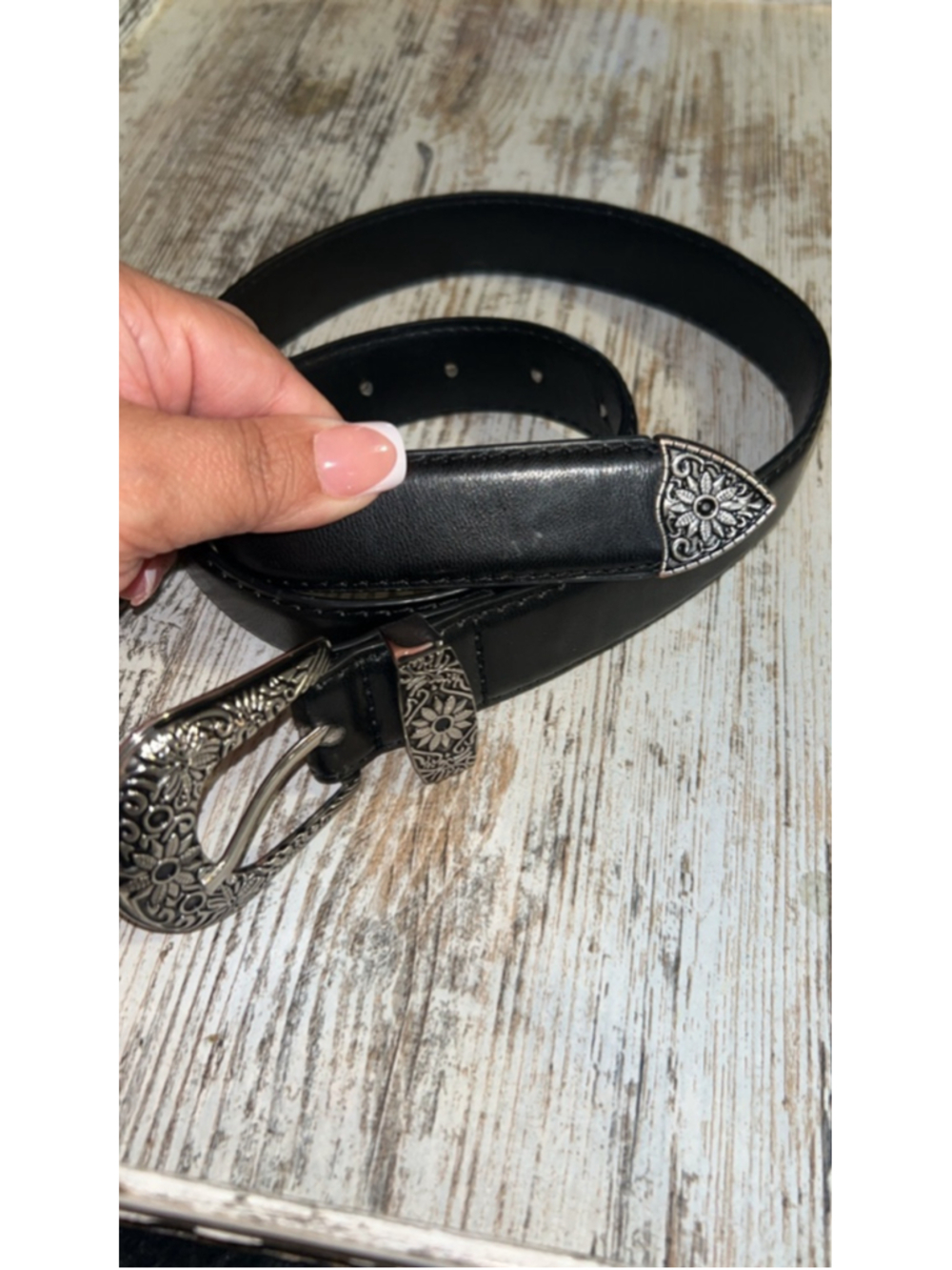 Women's Unbranded Black Silver Western Style Belt One Size